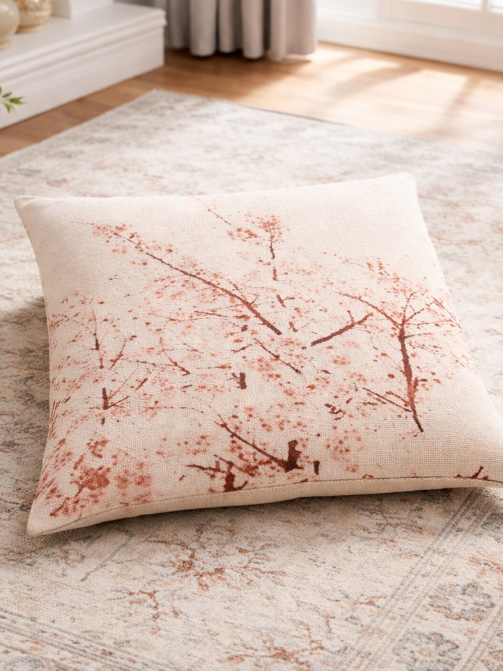 Cherry Blossom Floral 16" x16" Throw Pillow Cover